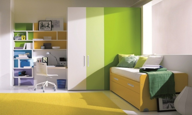 Barnkammare inredning grön garderob design