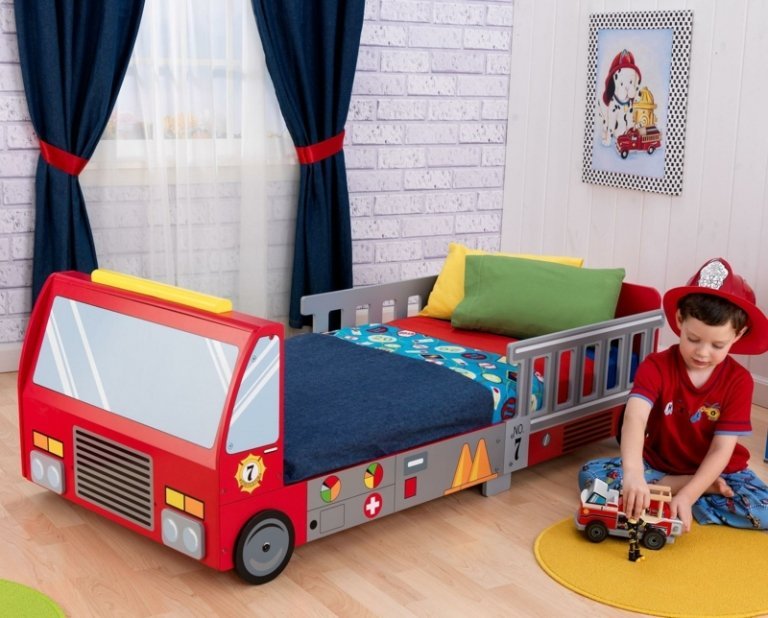 Crib baby room brandbil junior säng design