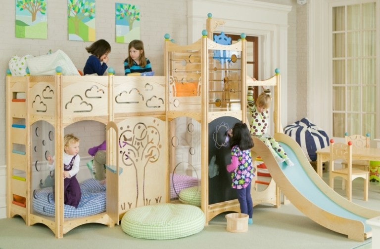 Barnsäng i barnrummet-lekplats-idéer-bild-tavla färg