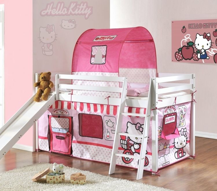 Barnsängrutschbana Hello Kitty lekbäddsgardiner möbler