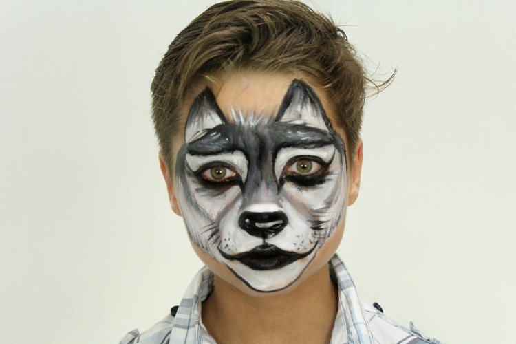 ansiktsmålning pojkar motiv wolf grey