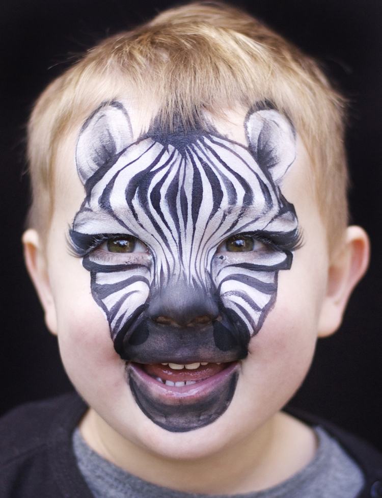 ansiktsmålning pojkar motiv zebra idé rolig
