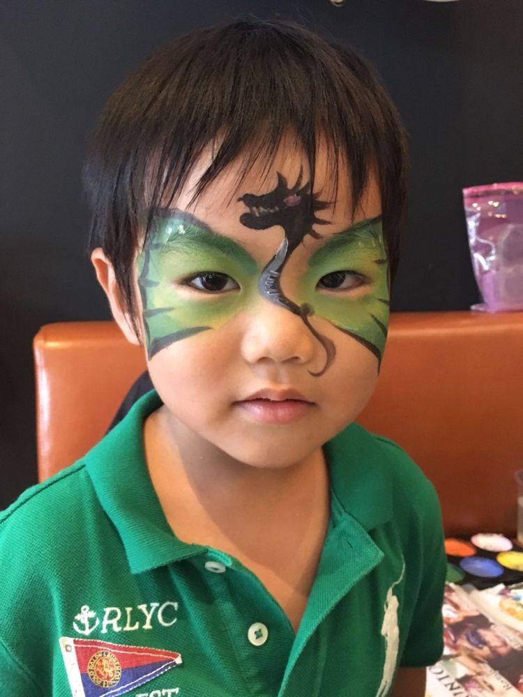 ansiktsmålning pojkar motiv dragon green