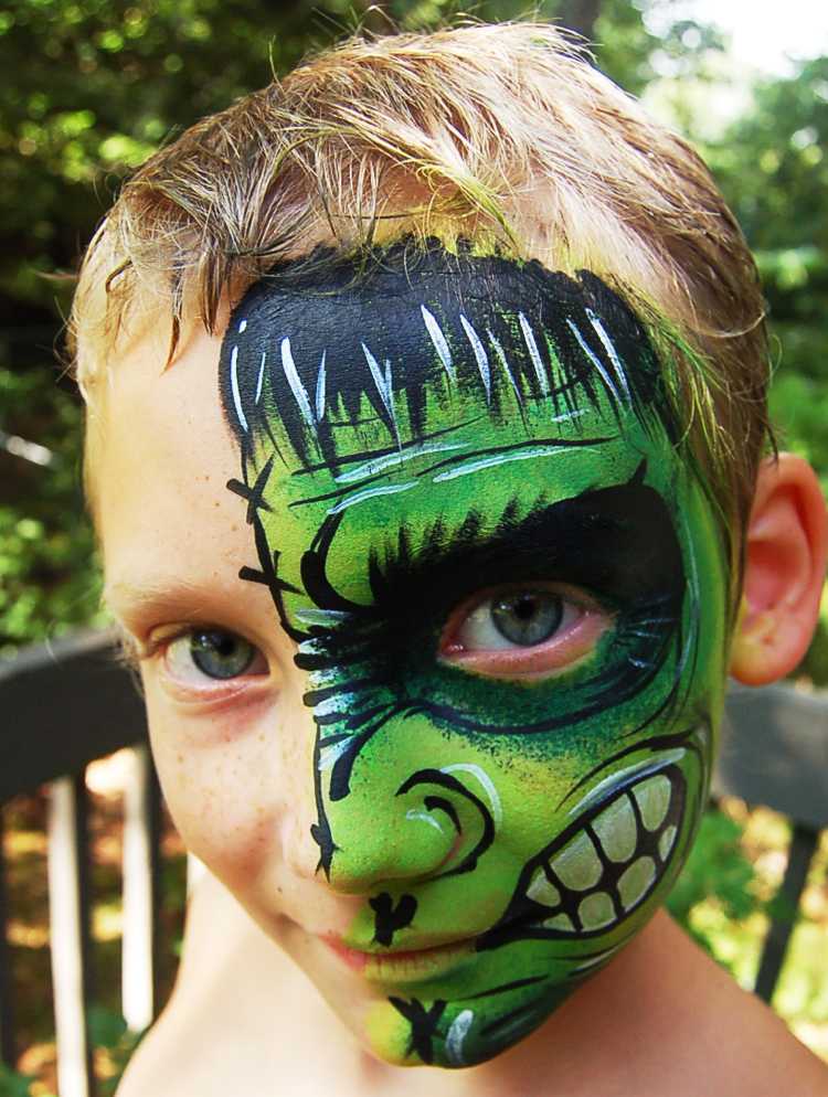 ansiktsmålning pojkar motiv hulk green