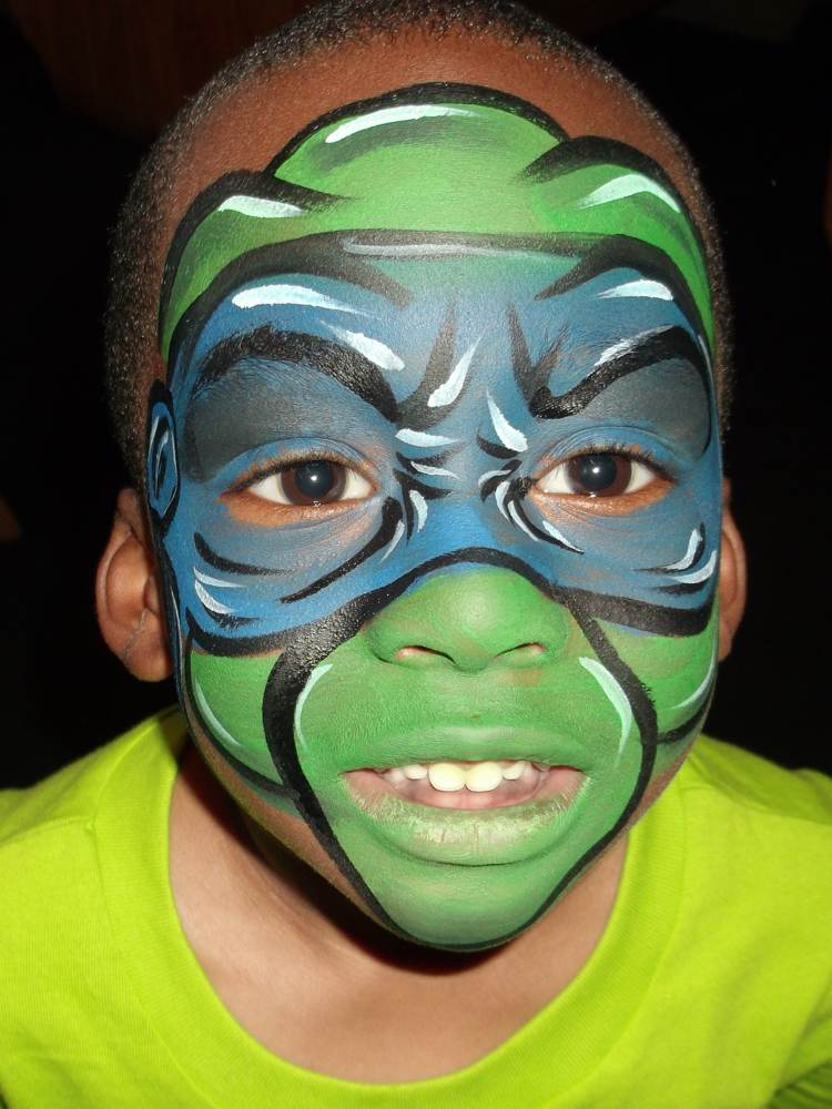 ansiktsmålning pojkar motiv ninja turtle