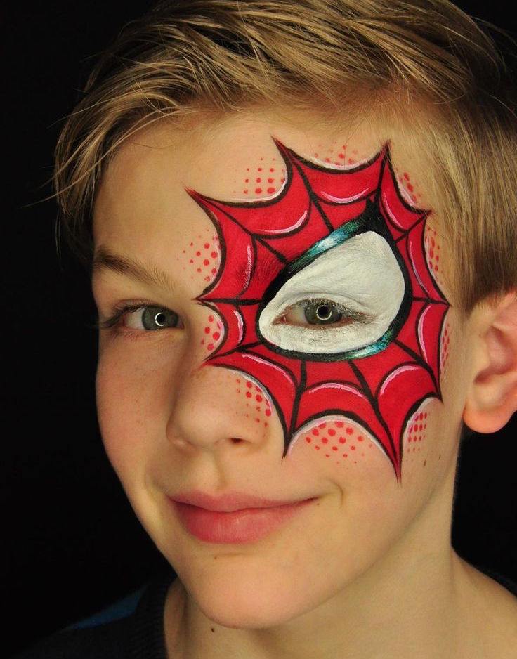 ansiktsmålning pojkar motiv spider röd