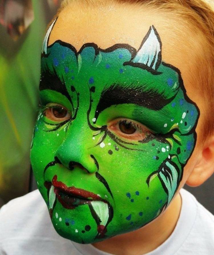 dinosaurier ansiktsmålning pojke karneval halloween