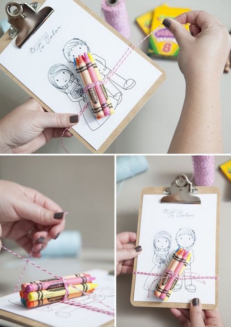 bröllop gynnar barn målarbild färgade pennor
