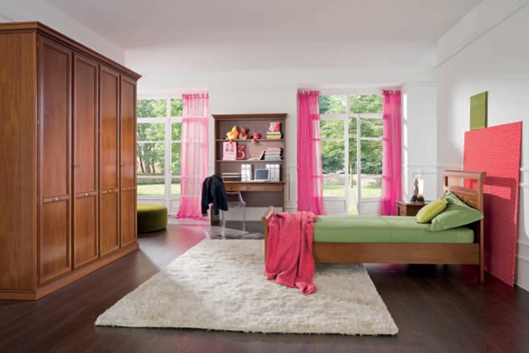 barnrum-dekoration-gör-det-själv-tjej-rum-tonåring-vackert-trä-rött-rosa-grönt
