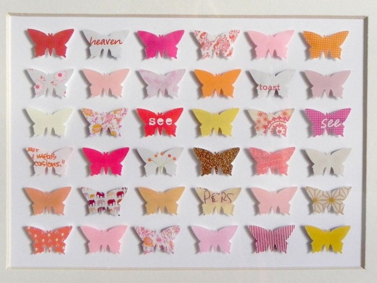 barnrum-dekoration-gör-det-själv-fjärilar-collage-bildramar