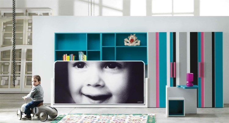 Barnrum ställa in foton vägg ränder moderna möbler