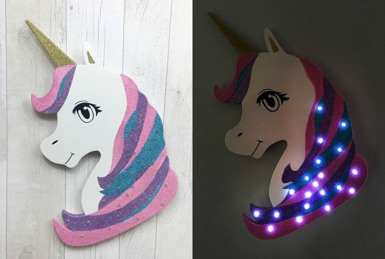 unicorn silhuett fairy lights original väggdekoration barnrum