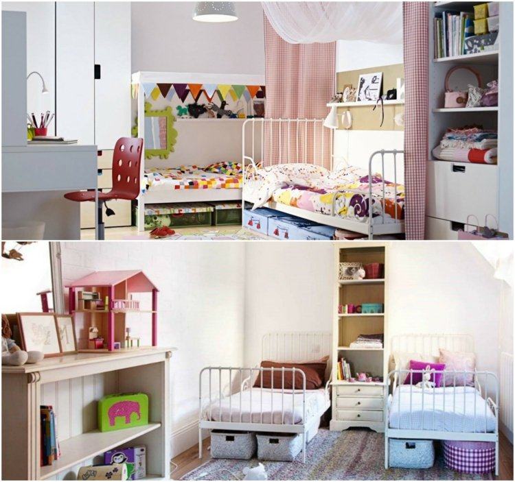 Barnrum-för-två-möblering-förvaringsutrymme-förvaringslådor-under-sängar-hyllor-rumsavdelare