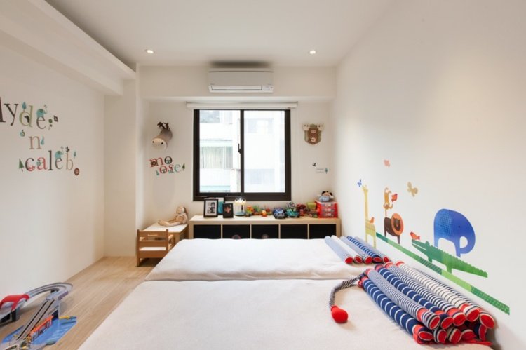 barnrum-för-två-kreativ-vägg-design-sängar-hylla