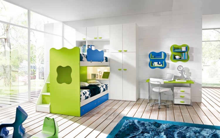 Design barnrum 2015 sluttande pojkar rum blå grön vägg