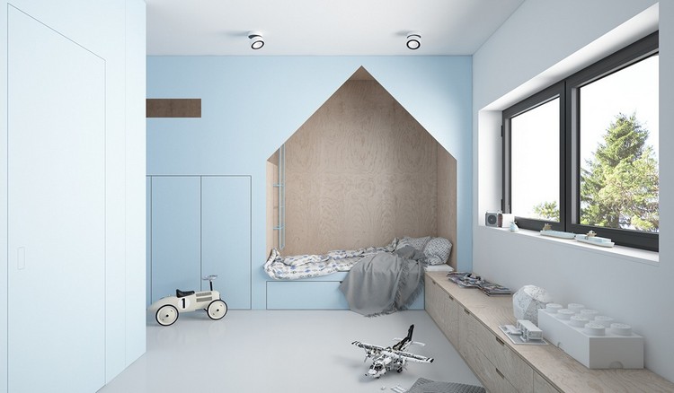 Gör barnrummen blå-inbyggd-garderob-säng-lekplats