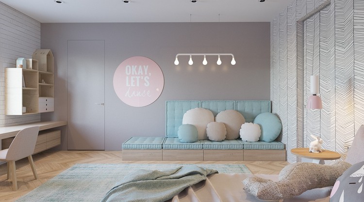 barnrum-design-idéer-tjej-läsning-hörn-soffa-väggdekoration