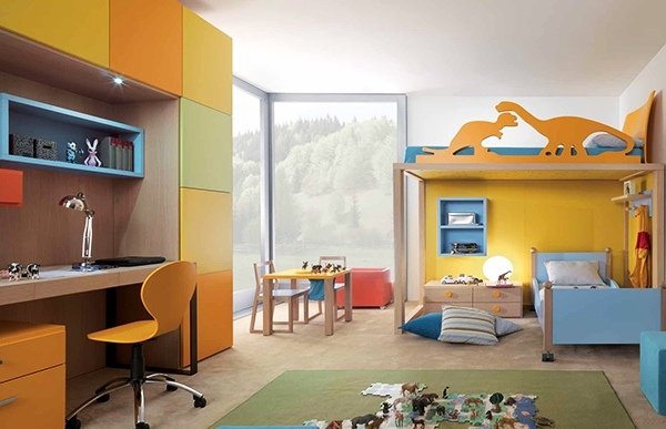 Moderna barnrum inrättade dinosaurier för dekoration av skrivbord