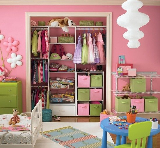 Barnskåp-rosa väggdesignidéer