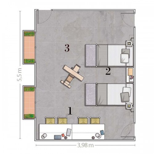 Rymligt barnrum ovanifrån plan