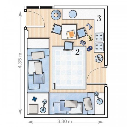Pojkrumsplan-2 sängar lekplats