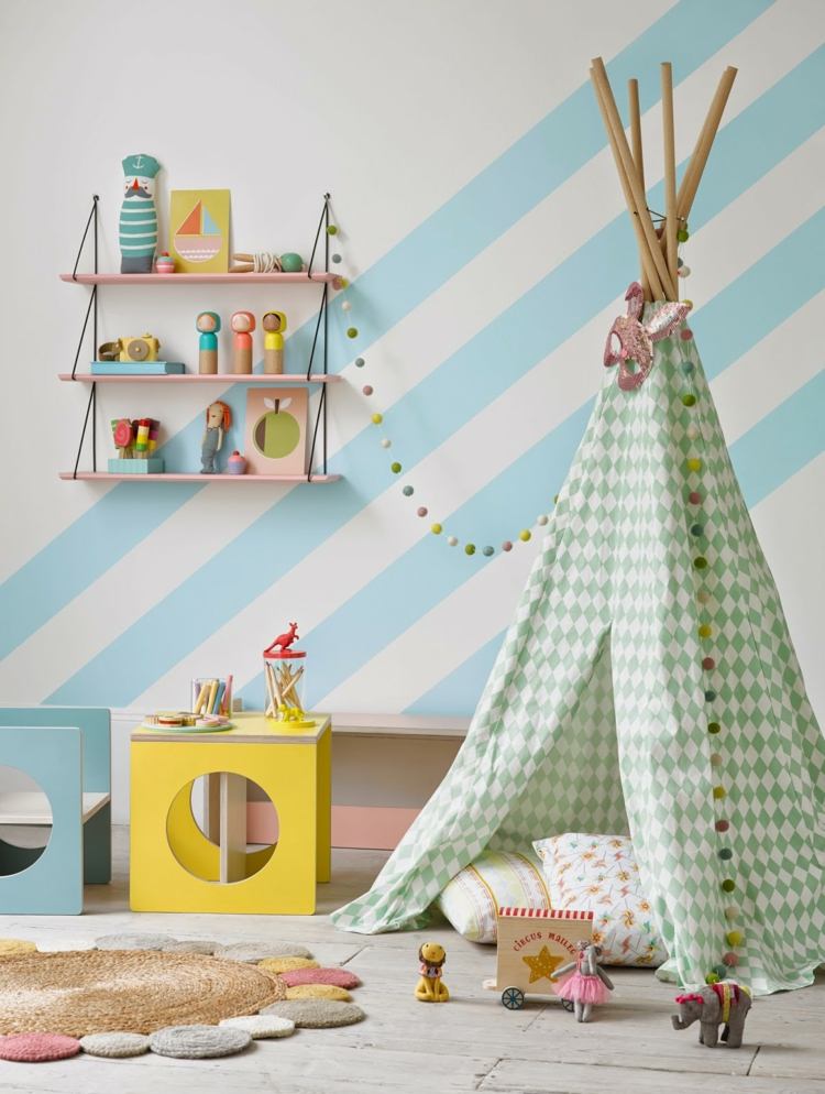 Nursery Skandinavisk stil tält väggrandiga leksakslådor