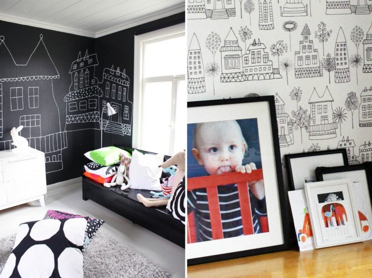 Nursery skandinavisk stil svart tavla färg vägg