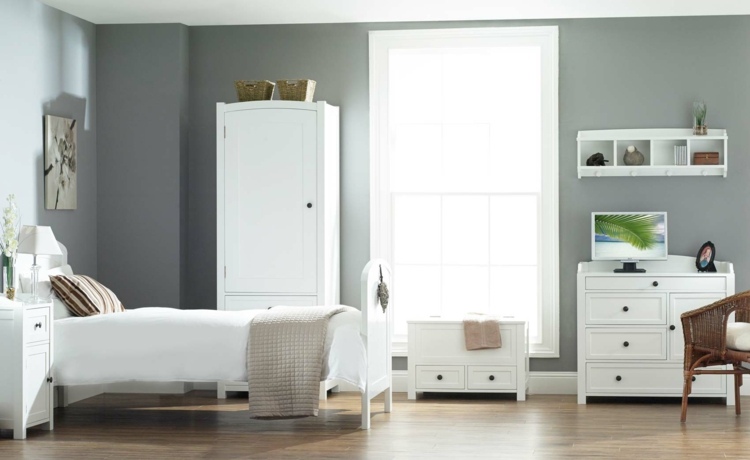 barnrum vit vägg design grå parkett möbler idé traditionell