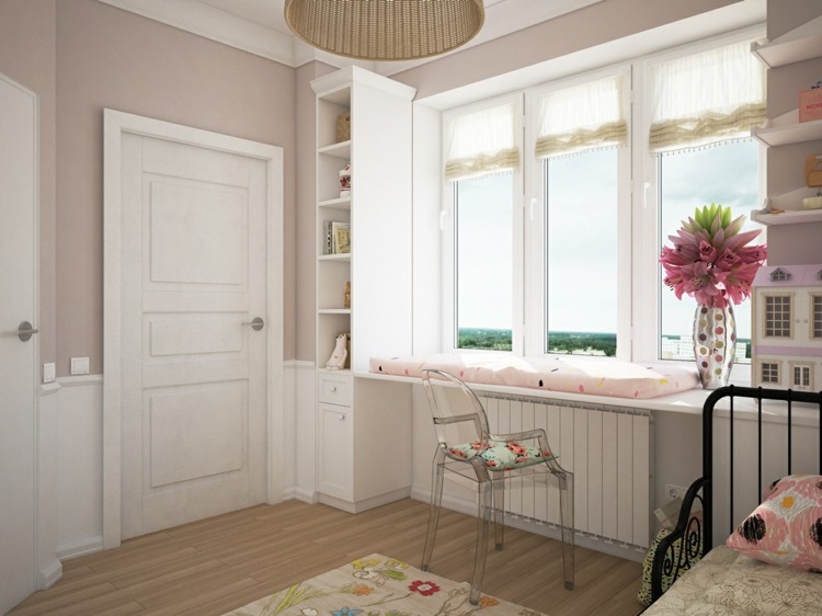 barnrum lekfull design ljus violett romantisk vintage flair flicka