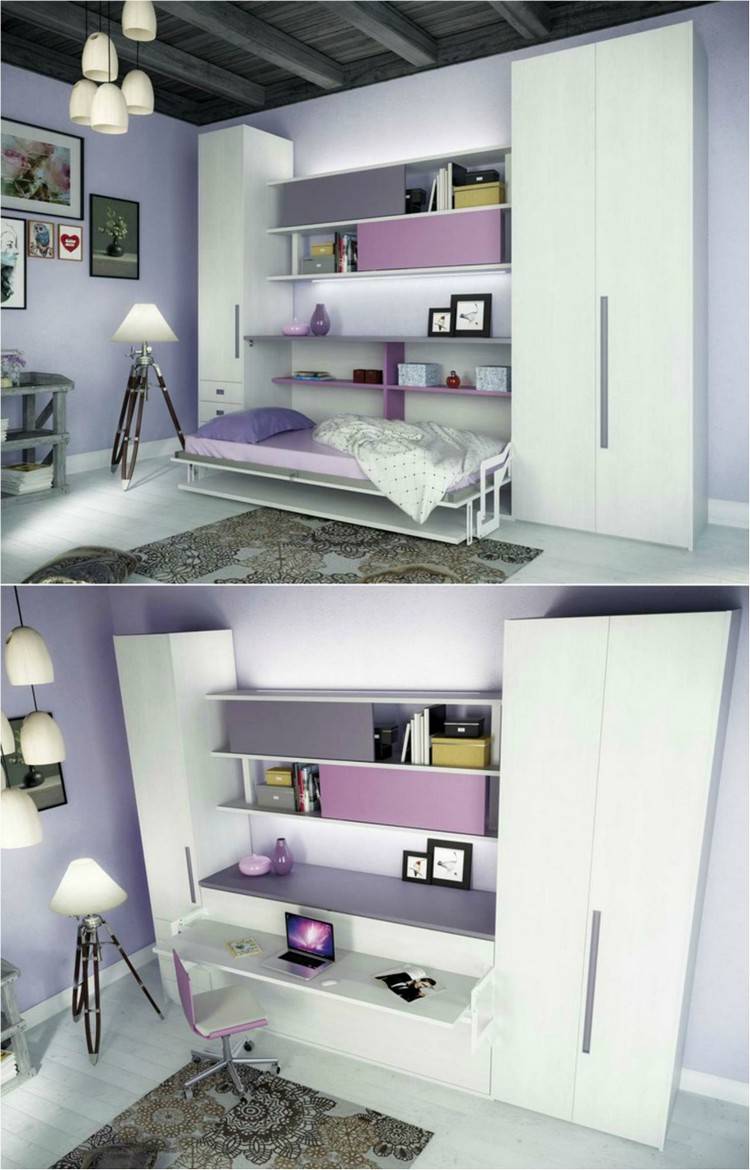 barnrum-ungdomsrum-möbler-hopfällbar säng-skrivbord-flicka-lila-vit-955
