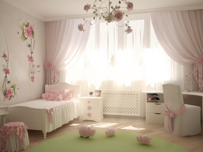 romantisk-barnkammare dekor-idéer-flicka rum-väggdekaler