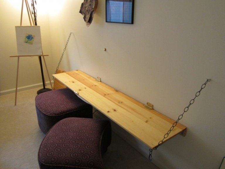 hopfällbart bord vägg enkel träskiva kedja pall skrivbord idé