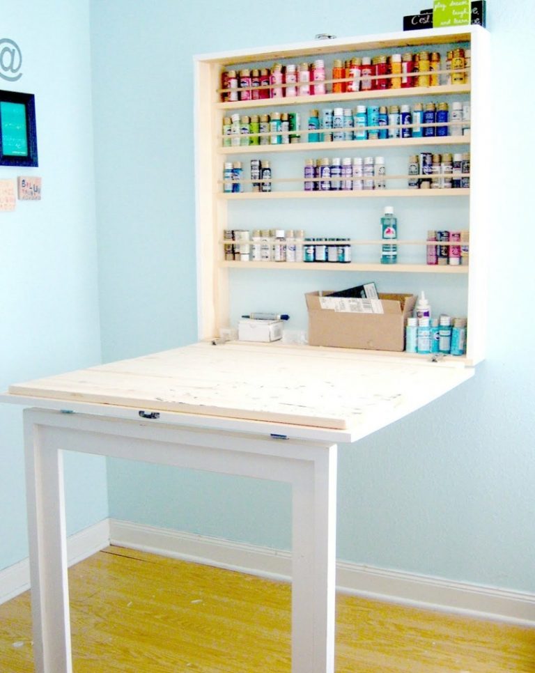 Fällbart bord vägg arbetsbord studio inrättat DIY skåp hylla