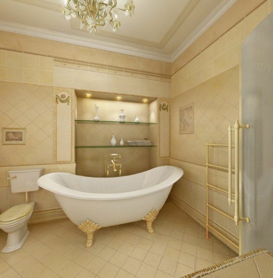 klassisk gyllene badrumsdesign