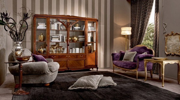 Italiensk inredning-kunglig stil lila soffa