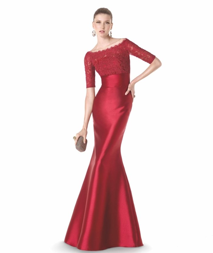 långa aftonklänningar mode röd färg 5311