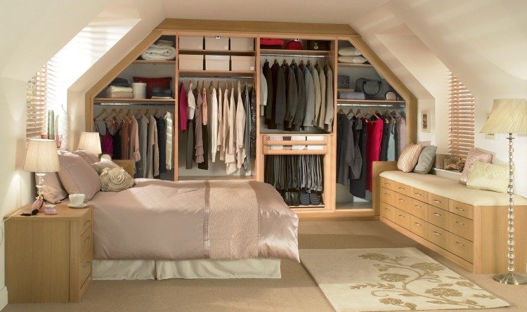 Bygg din egen garderob-lutande-sovrum-skjutdörr-vägg-enhet-trä-ljus