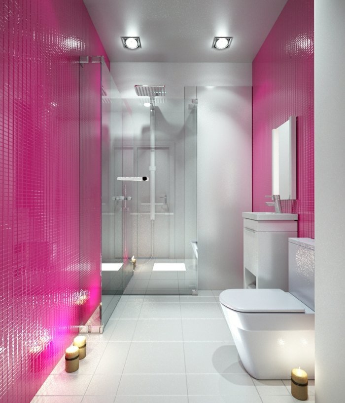 kakelmosaik rosa rosa vitt duschglas