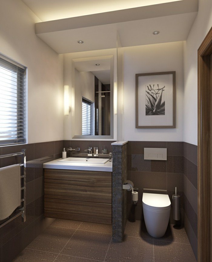 brun kakel badrum modern atmosfär design