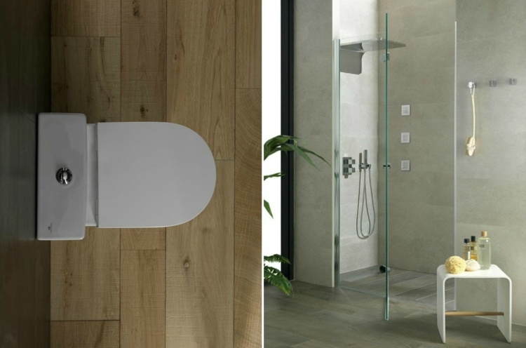 små badrum-trä-imitation-kakel-dusch-glas-sidobord