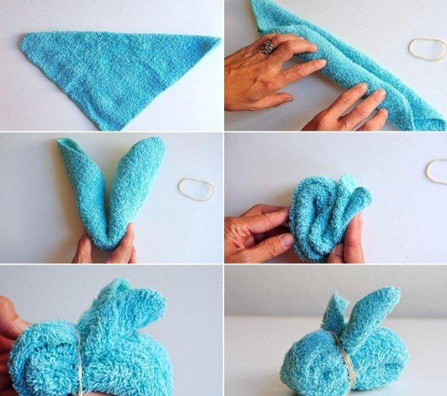 Påskgåvor gör idéer själv handduksvik kanin elastiskt band