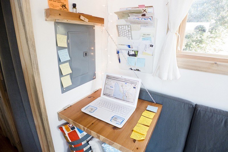 Små rum-uppsättning-skrivbord-kontor-interiör