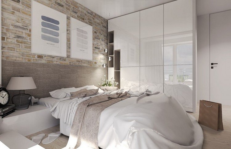 små-rum-färg-design-sovrum-högglans-vit-beige-tapet-tegel-look