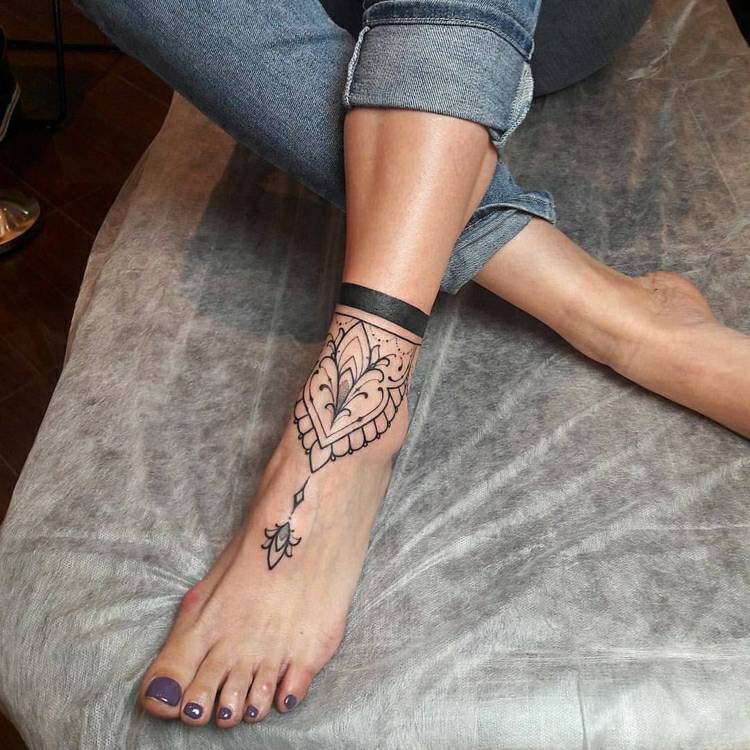Foot Tattoo Mandala Ankle Tattooiden Woman-