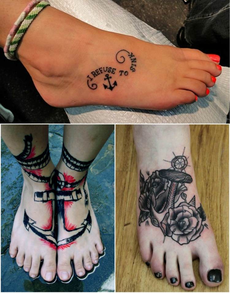 Fot tatuering ankare kvinna tatuering idéer