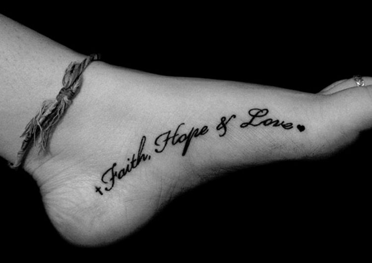 Fot tatuering kärlek tro hopp för kvinnor-001