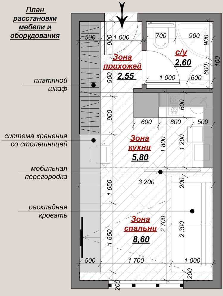 liten lägenhet-uppsättning-30sqm-plan-plan-plan-ett-rum-lägenhet