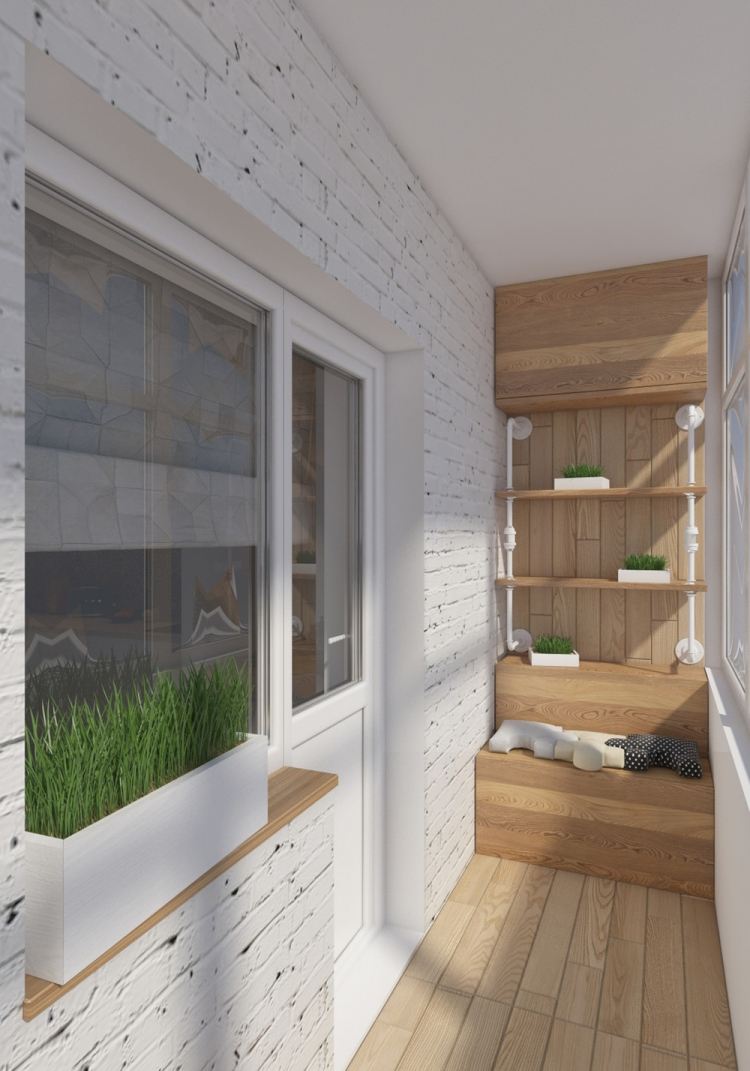 liten-lägenhet-möblering-30sqm-balkong-tegel-vägg-vit-trä-inbyggt-i-sits