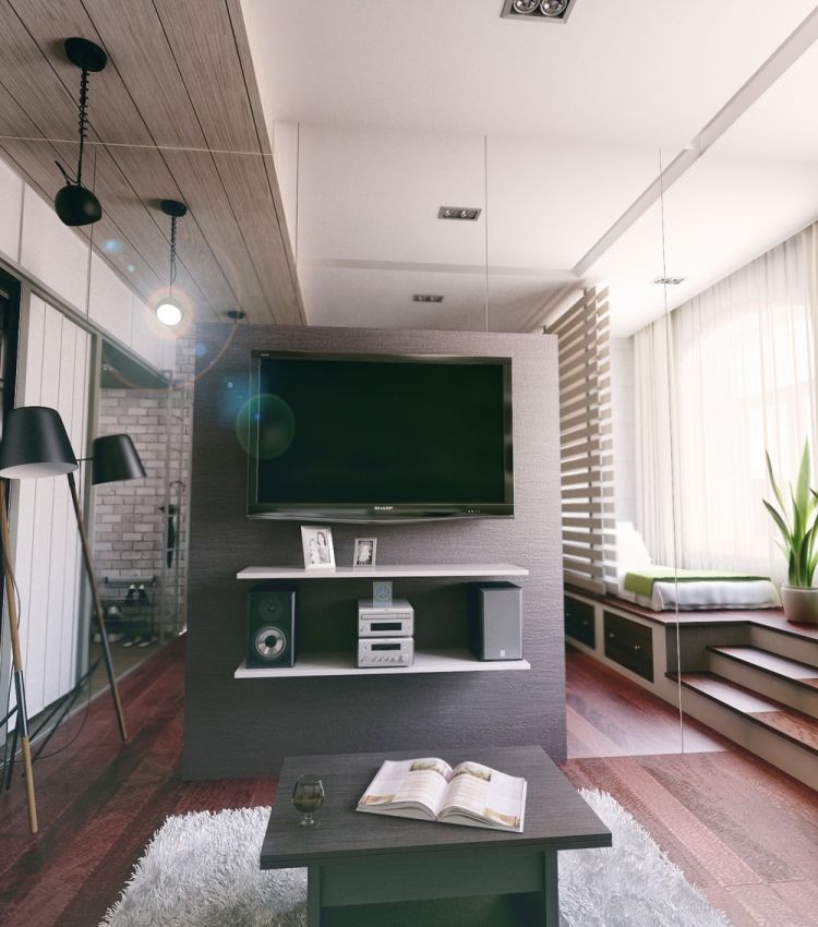 liten lägenhet-möblering-30sqm-vardagsrum-tv-fristående vägg