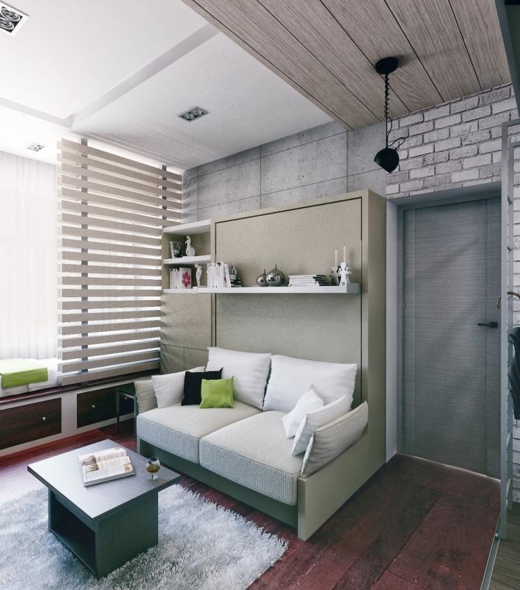 liten-lägenhet-möblering-30sqm-soffa-hopfällbar-säng-inbyggd-i-modern-design